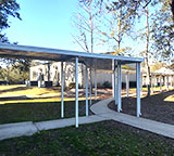 Photo of Lake Castle School gymnasium covered walkways built by MCM Homes, LLC